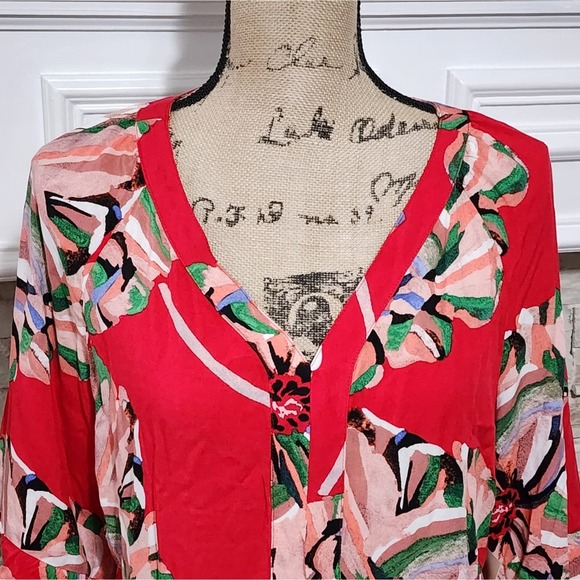 Anthropologie x fig & flower floral farm ruffle lantern sleeve peasant dress L‎ - Picture 3 of 9